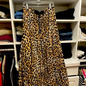 Alice + Olivia Katz Metallic pleated leopard skirt